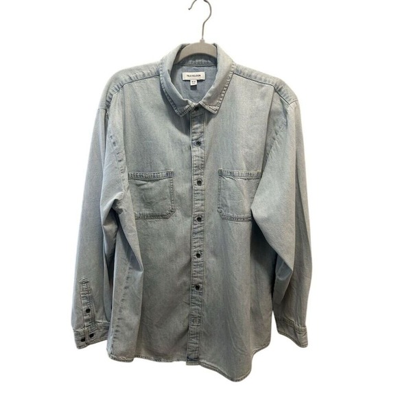 True Religion Men's Denim Western Blue Long Sleeve Denim‎ Panel Button-Up M - Picture 1 of 7